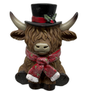 Resin Holiday Highland Cow  - Red Scarf - Figurines - by Gerson