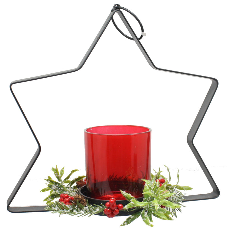 Metal Star with Glass Candle Holder - - The Country Christmas Loft