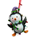 Festive Penguin With Holiday Lights and Purple Hat