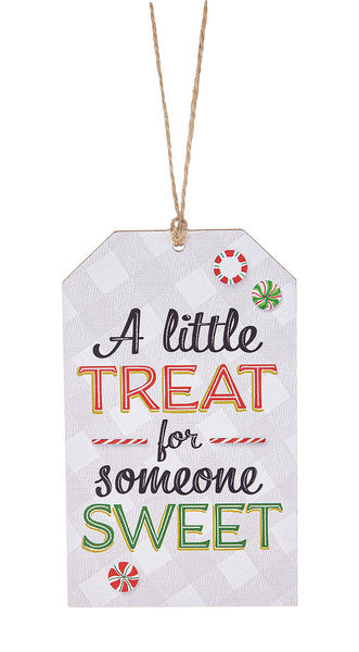 Wooden Plaid Gift Tag Ornament - A Little treat for Someone Sweet