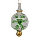 Glass Blown Pierced Ball Ornament - Green