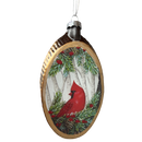 Glass Holiday Bird Design Ornament - Cardinal