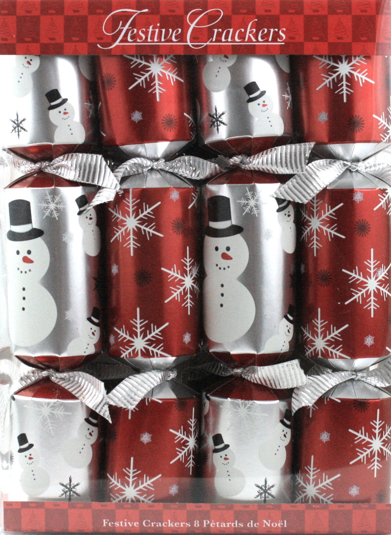 10 inch Snowmen and Snowflakes Crackers - 8 Count - The Country Christmas Loft