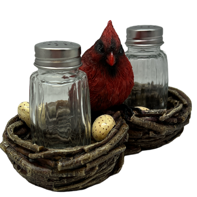 Cardinal With Nest Salt and Pepper Shaker Holder