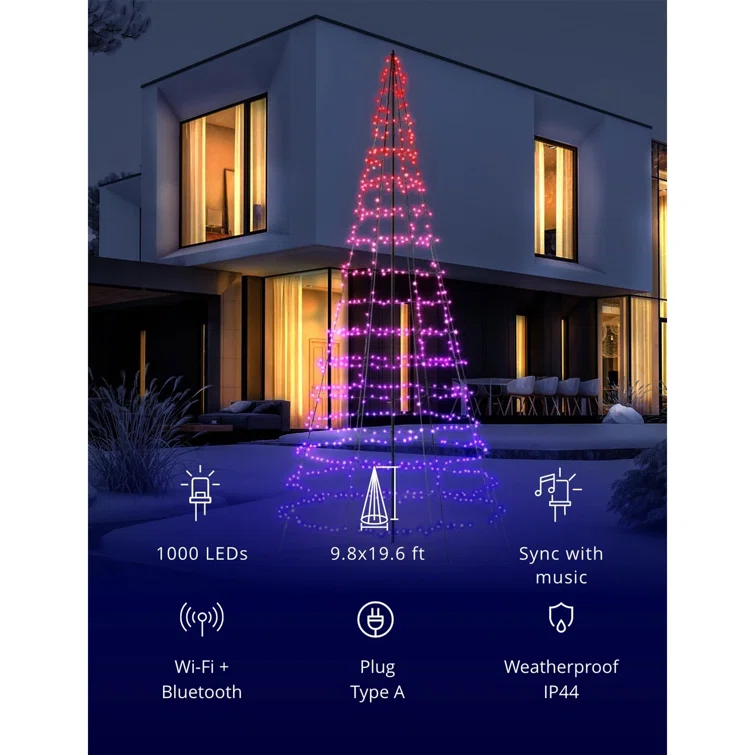 Twinkly 1000-Light RGB LED Light Pole Tree (Generation II) - The Country Christmas Loft