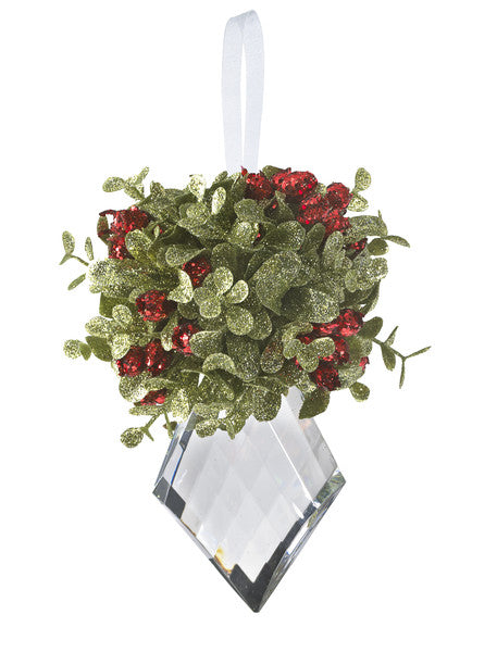 Mistletoe Red Berry Acrylic Gem Ornament -