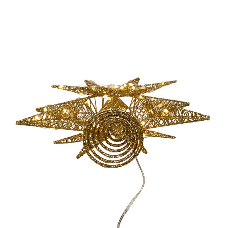 Warm White Micro LED Gold Starburst Treetop - 15 inch