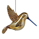 Gold Etched Glass Hummingbird Ornament - Golden