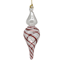 Candy Cane Stripe Blown Glass Ornament - Finial