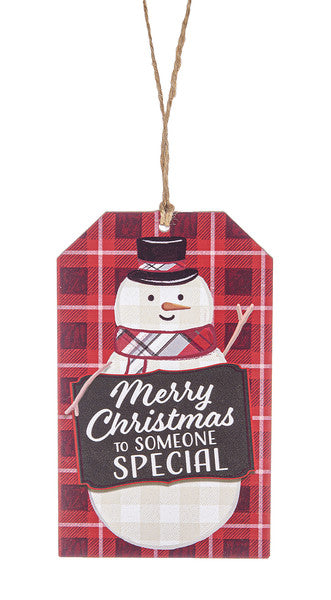 Wooden Plaid Gift Tag Ornament - Merry Christmas to Someone Special