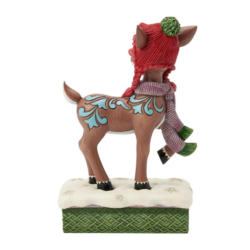Rudolph Wearing a Knit Hat Figurine