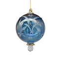 Etched Blown Glass Ball with Crystal Accents - Blue
