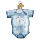 Babys First Christmas Blue Baby Onesie Glass Ornament - Christmas >> Ornaments >> Life's Moments - by Old World Christmas