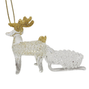 Spunglass Ornament - Gold Reindeer With Sleigh