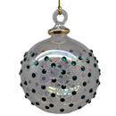 Crystal Clear Ball Ornament with Emerald Green Chatons and Gold Crown