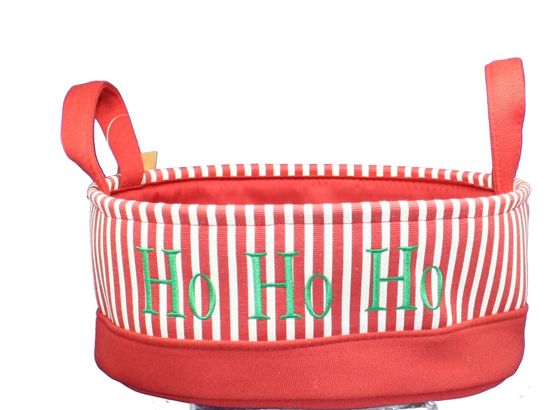 Stripe Basket Ho Ho Ho - Small - The Country Christmas Loft