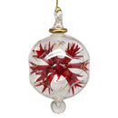 Floral Burst Globe Ornament - Clear with Red Accents