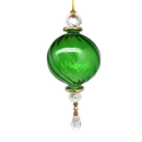 Ribbed Sphere Glass With Gold Accents - Green
