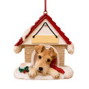 Ceramic Doghouse Ornament - Wire Fox Terrier - Animals - by E&S Pets
