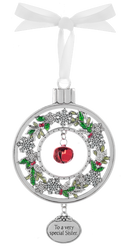 Jingle Bell Ornament - To a very special Sister - Metal - by Ganz