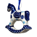 Rocking Horse Ornament - Blue Meadow Pattern