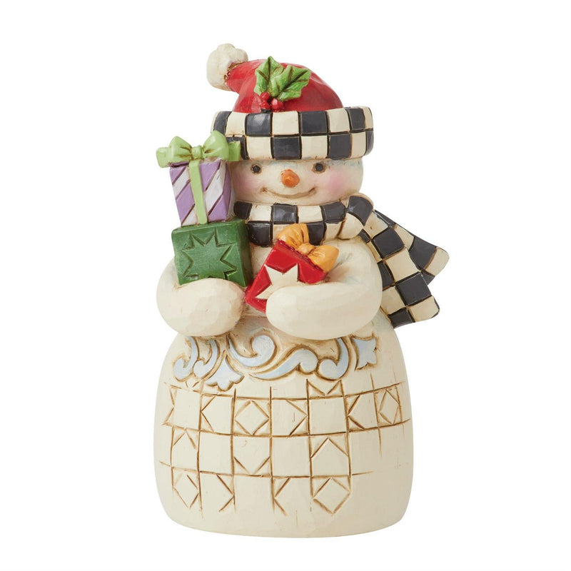 Heartwood Creek Mini Snowman with Checkered Hat Figurine - The Country Christmas Loft