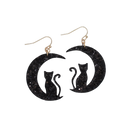 Cat with Moon Silhouette Earrings