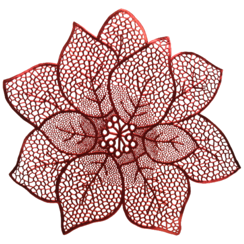 Poinsettia Placemat - 17 Inches - Red