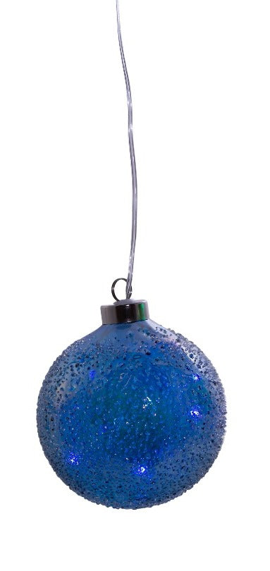100MM USB Lighted Glass Ball Ornament - Blue