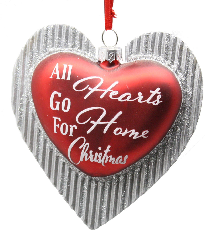 Glass Glitter Heart With Sayings Ornament -  Home