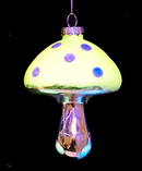 Yellow Glow-In-The-Dark Glass Mushroom Ornament