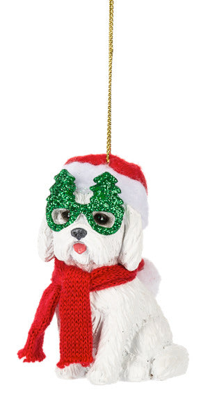 Fleas Navidad Dog Ornament - Maltese