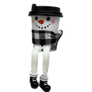 Cup of Cheer Snowmen  Shelfsitters  -Black and White Scarf