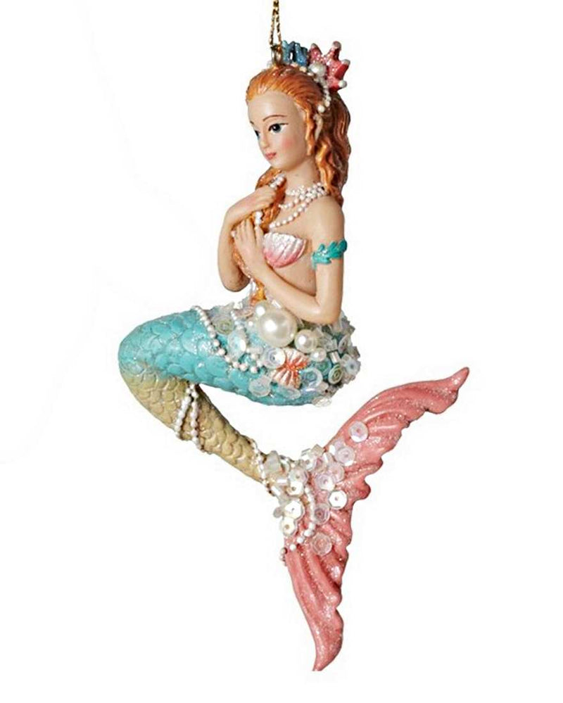 Colorful Mermaid Ornament - Pink - The Country Christmas Loft