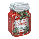 Jar Shaped Christmas Cookie Gift Tin -  Merry Christmas Holly