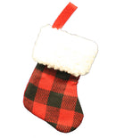 6 inch Plaid Mini Stocking for the Tree - Large Block Plaid