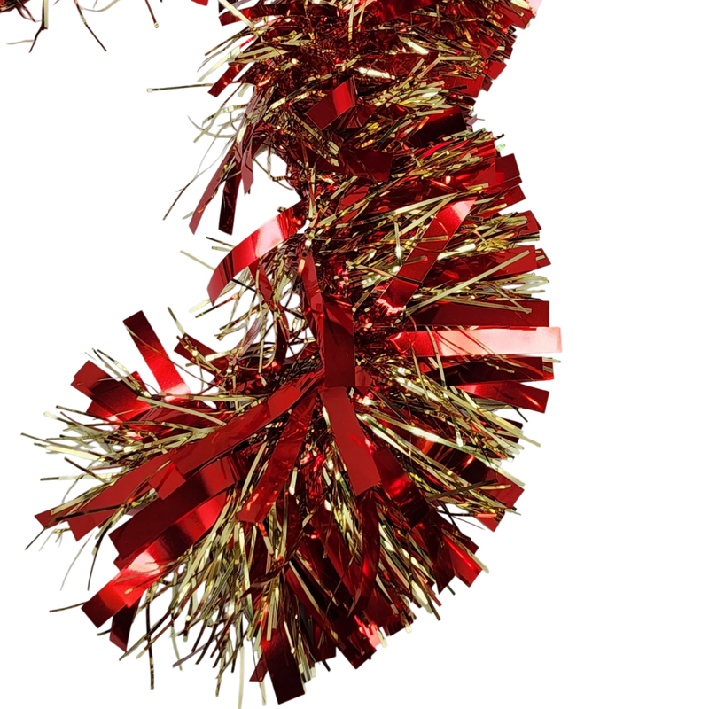 12 foot 6 Ply Luxury Tinsel Garland - Red/Gold