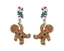 Gingerbread Man Candy Cane - Earrings