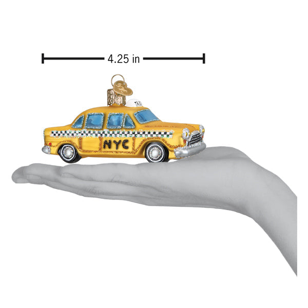 NYC Taxi Cab Glass Ornament