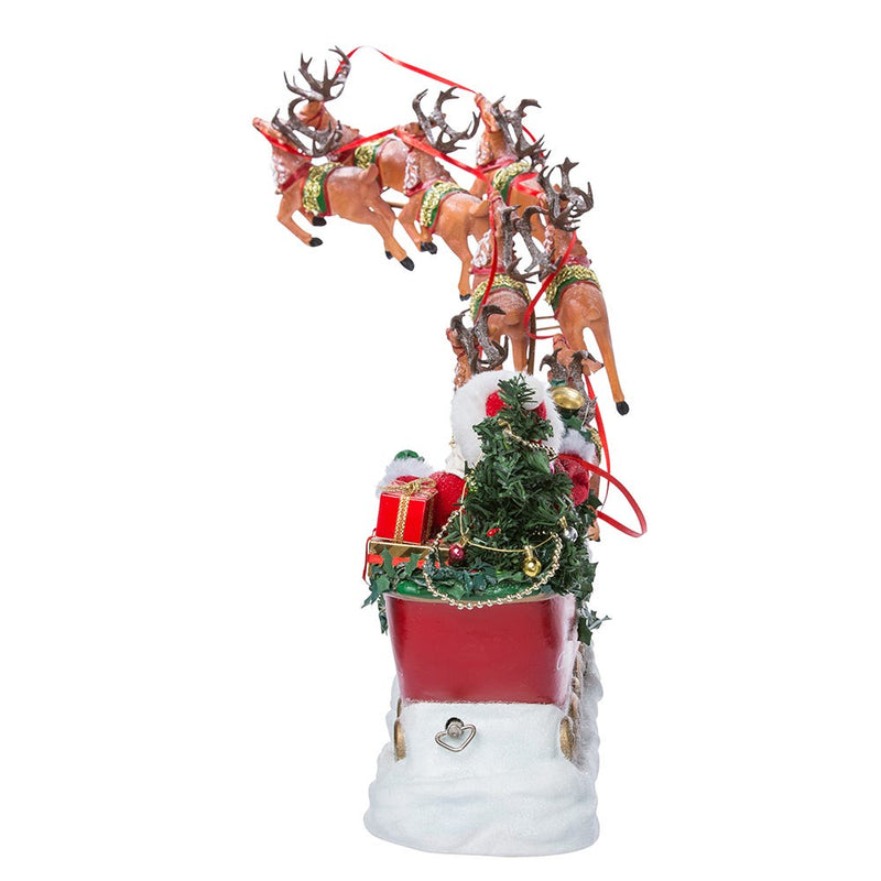 Fabriche Musical Santa With 8 Reindeer - 24 Inch