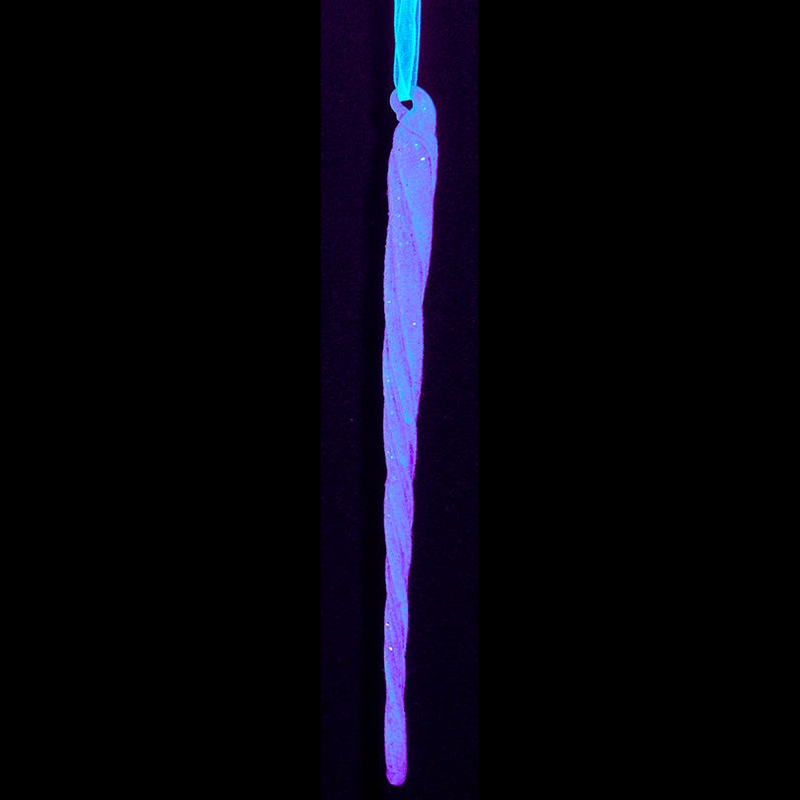 Glass Glow In The Dark Glittered Icicle Ornament -