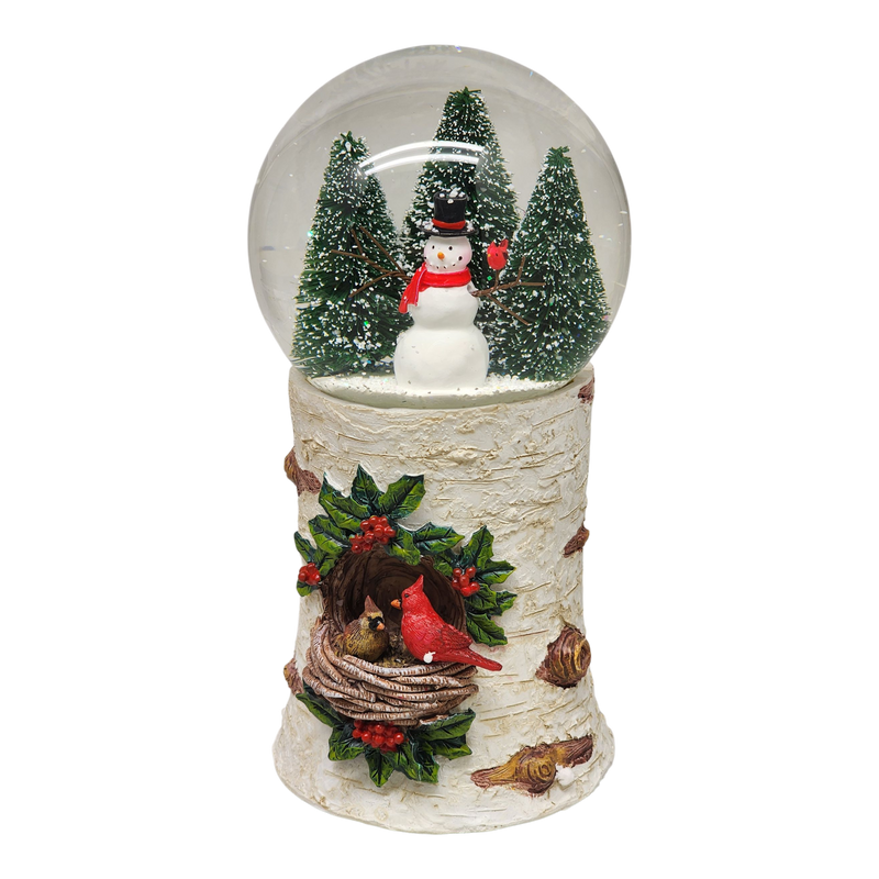 Musical Snowglobe with Cardinal Nest - 8 Inch