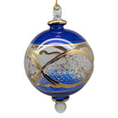 Cobalt Blue Floral Ball Ornament with 24k Gold