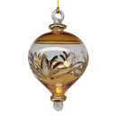 Etched Gold Teardrop Blown Glass Ornament - Gold