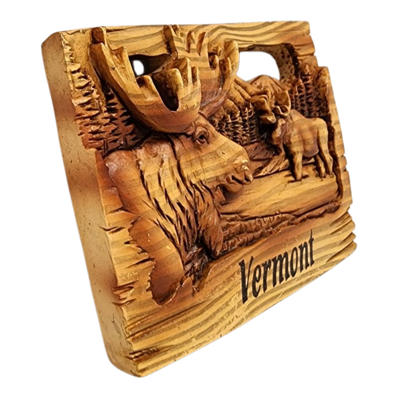 Wood-look Layered Magnet - Vermont Moose