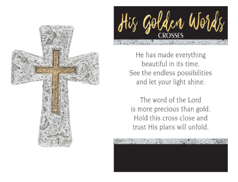 His Golden Words - Cross Charm