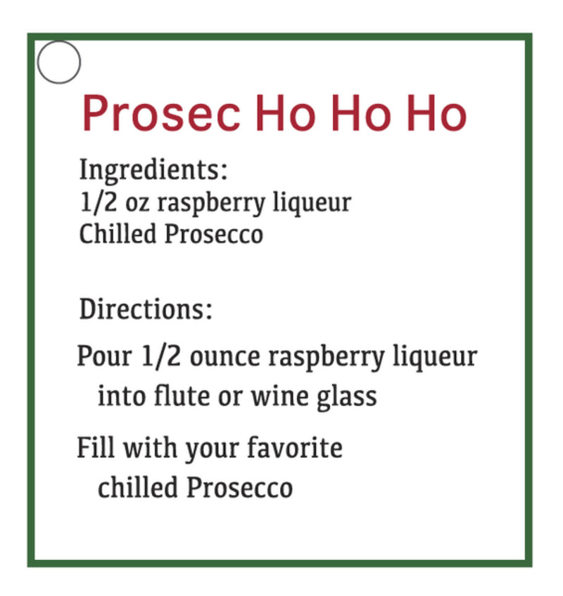 Filled Wine Glass Ornament - Prosec-Ho Ho Ho - The Country Christmas Loft
