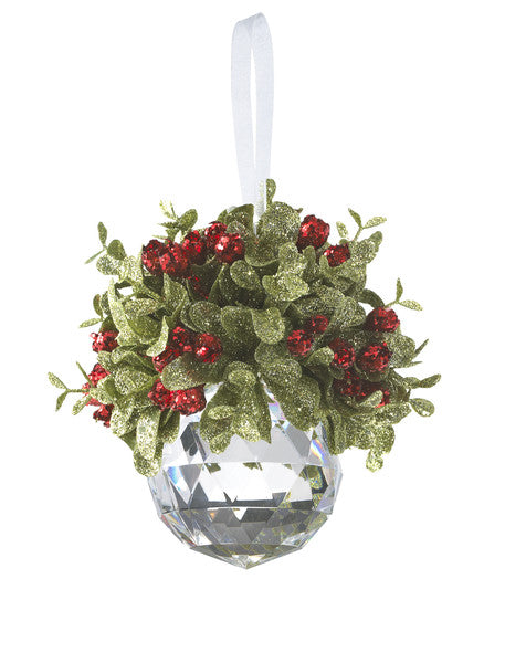 Mistletoe Red Berry Acrylic Gem Ornament -