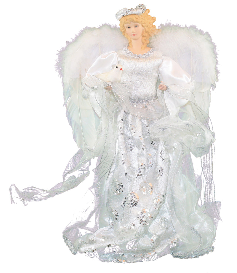 16 Inch Feather Angel holding a Dove - The Country Christmas Loft