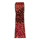 2.5" x 3 Yard Christmas Ribbon - Red Gold Scrollwork - Gift Shoppe >> Ribbon - by Gerson - view 2